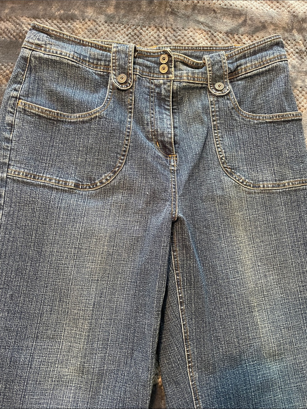 Christopher & Banks Women's Blue Bootcut Jeans with Front Patch Pockets